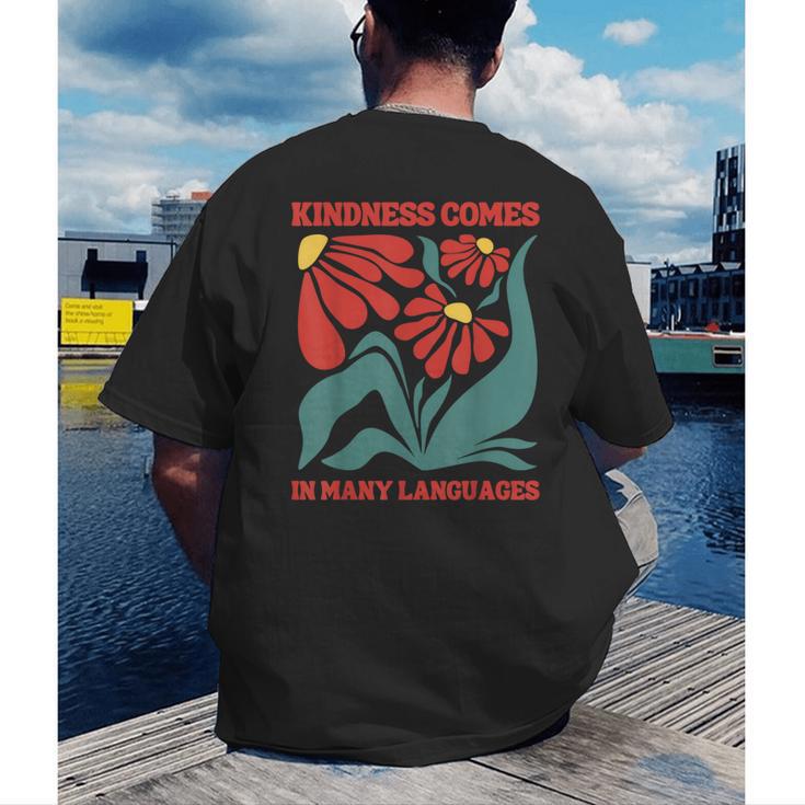 Boho Flower ESL Teacher Kindness Comes In Many Languages Men's Back Print T-Shirt, funny gift