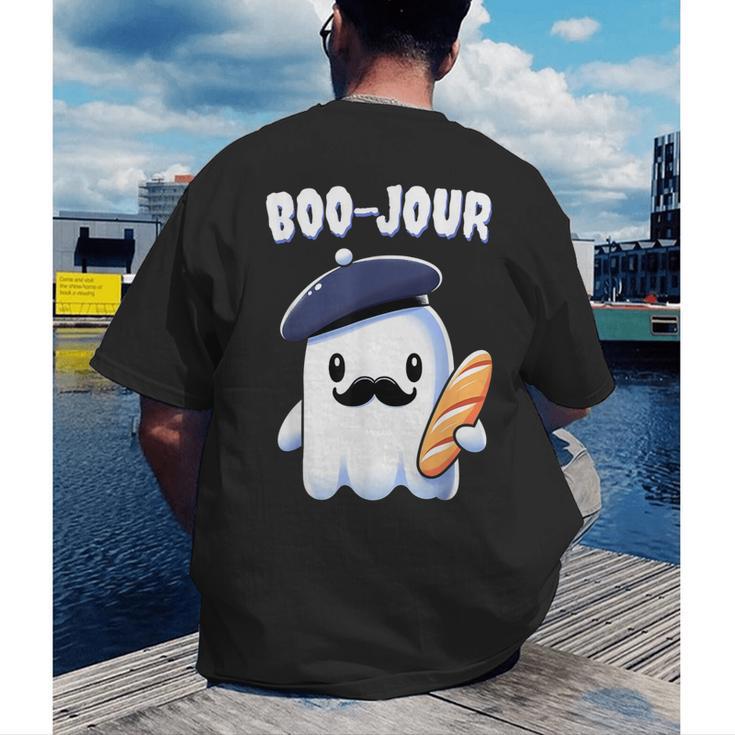 Boo Jour Ghost French Teacher Vintage Teacherlife Groovy Men's Back Print T-Shirt, funny gift