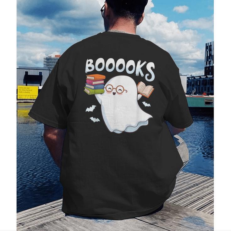 Books Halloween Librarian Teacher Reader Reading Book Lover Men's Back Print T-Shirt, funny gift
