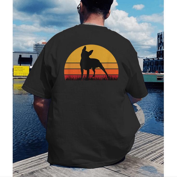 Boston Terrier Bostie Sunset Retro Dog Pet Mom Dad Men's Back Print T-Shirt, funny gift