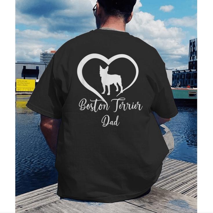 Boston Terrier Dad Cute Boston Terrier Silhouette Heart Men's Back Print T-Shirt, funny gift
