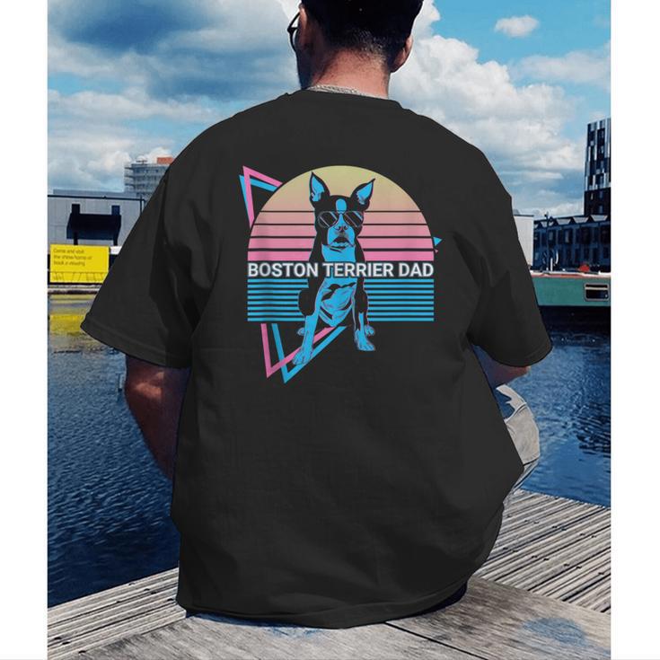 Boston Terrier Dad Retro Men's Back Print T-Shirt, funny gift