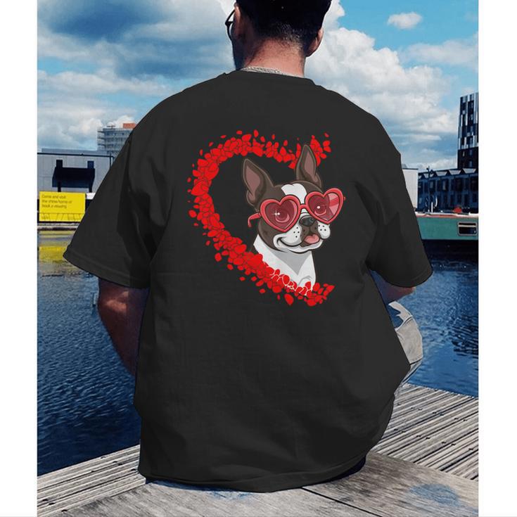 Boston Terrier Dog Mom Dad Valentine’s Day Pet Lover For Men Women Kids Men's Back Print T-Shirt, funny gift