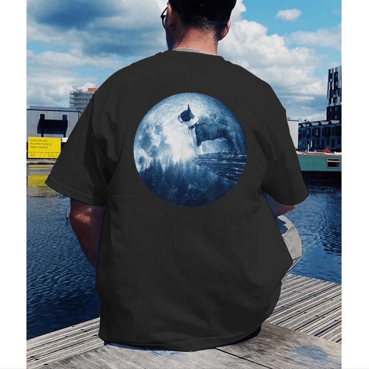 Boston Terrier Dog Moon Dog Mom Dad Women Men Dog Lovers Men's Back Print T-Shirt, funny gift