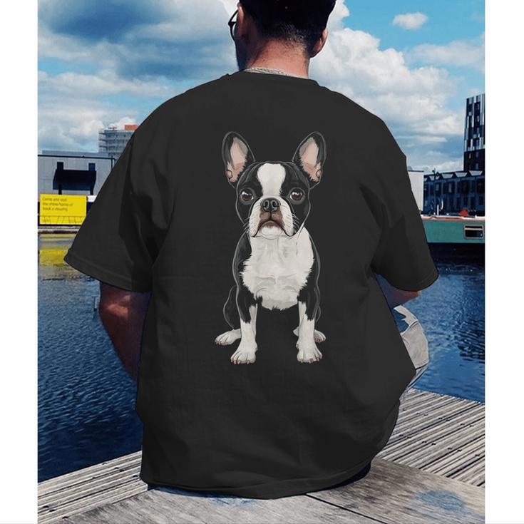 Boston Terrier Dog Motif Pet Art Boston Terrier For Men Women Kids Men's Back Print T-Shirt, funny gift