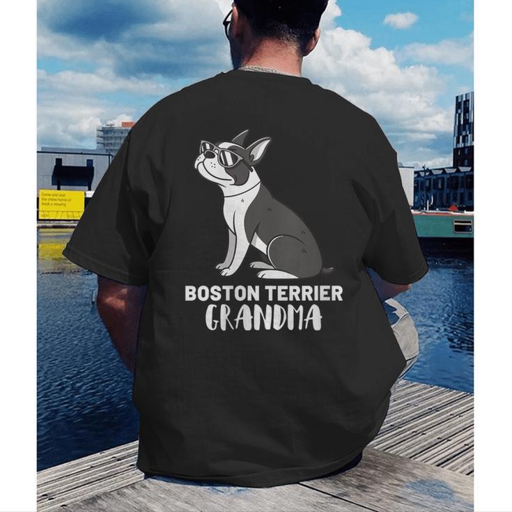 Boston Terrier Dog Owner Grandma Men's Back Print T-Shirt, funny gift