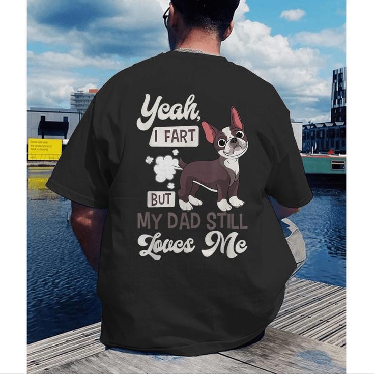 Boston Terrier Fart American Gentleman Non-Sporting Dog Men's Back Print T-Shirt, funny gift