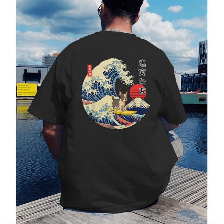 Boston Terrier Japanese Kanagawa Wave Surf Loyal Dog Men Women Kids Men's Back Print T-Shirt, funny gift