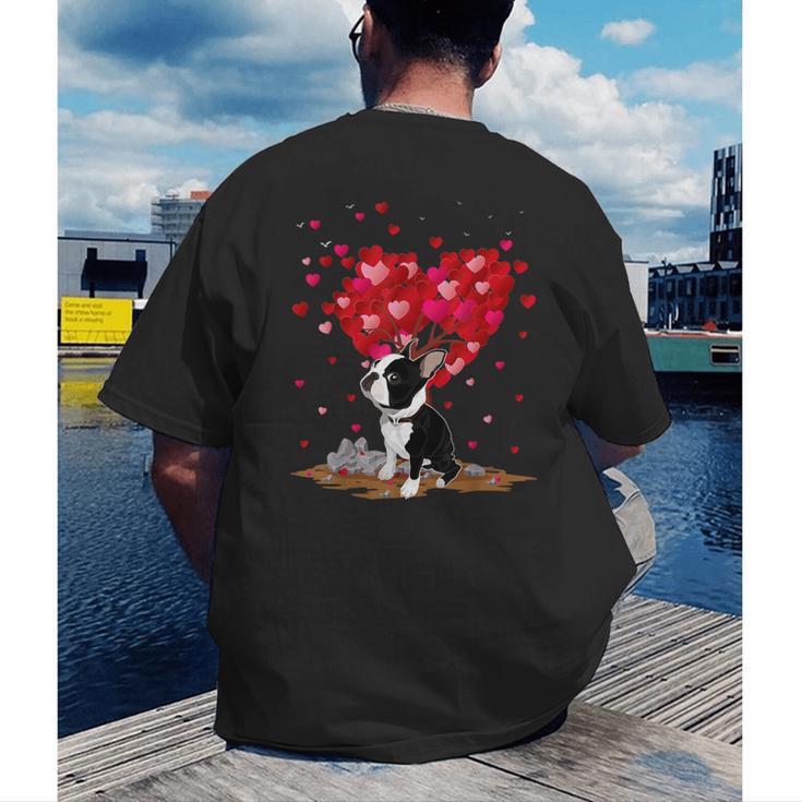 Boston Terrier Lover Heart Shape Boston Terrier Valentine Men's Back Print T-Shirt, funny gift