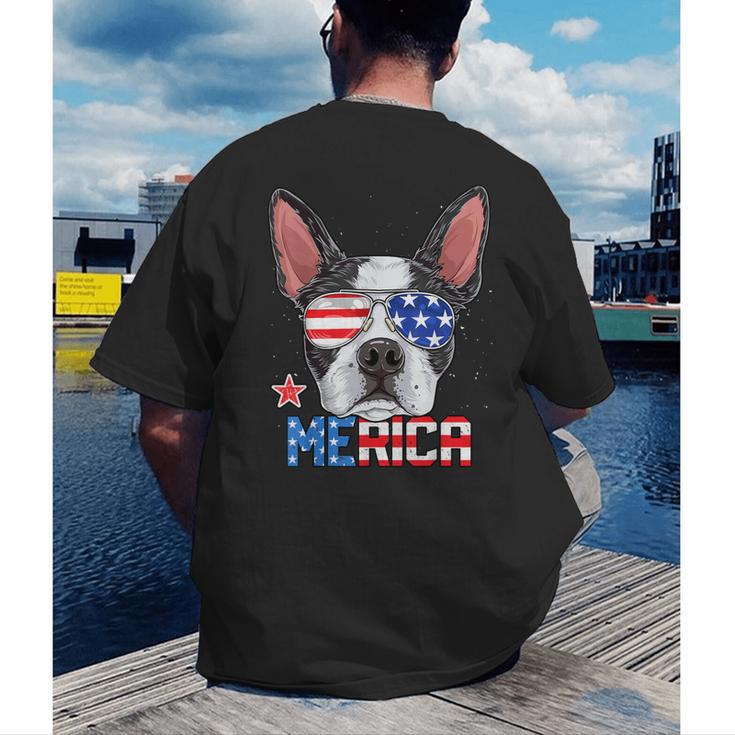 Boston Terrier Merica 4th Of July T Shirt Men Boys Dog Puppy Men's Back Print T-Shirt, funny gift
