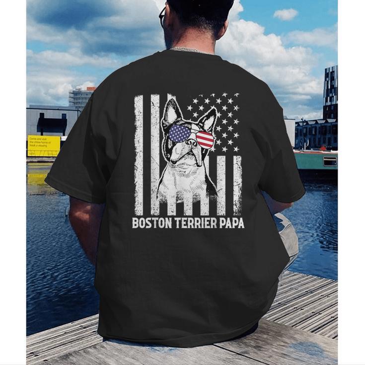 Boston Terrier Papa Cool Dog Lover USA American Flag Men Women Men's Back Print T-Shirt, funny gift