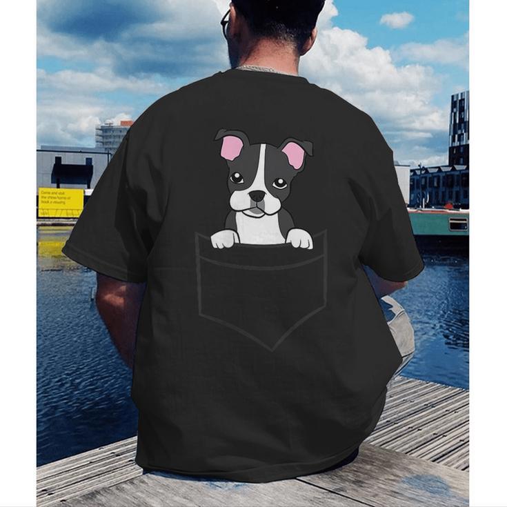 Boston Terrier In The Pocket Cute Pocket Boston Terrier Men's Back Print T-Shirt, funny gift