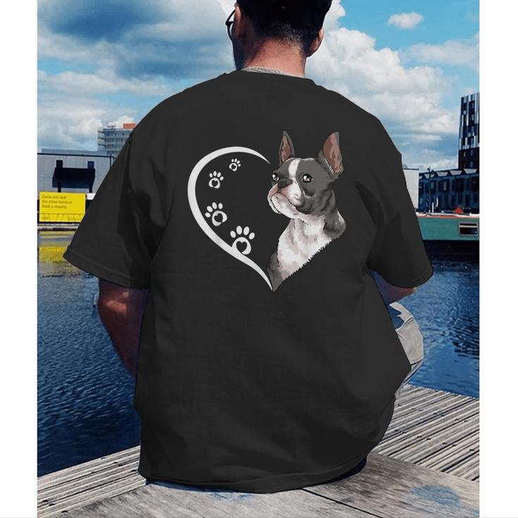 Boston Terrier Shirts For Women Girls Kids Heart Cute Men's Back Print T-Shirt, funny gift