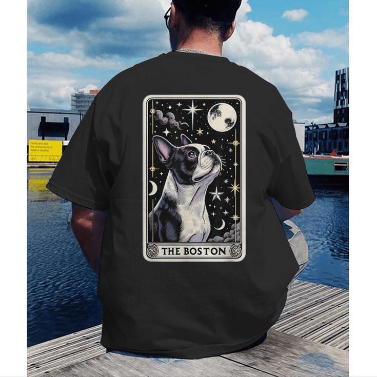 Boston Terrier Tarot Card Star With The Moon Men Women Kids Men's Back Print T-Shirt, funny gift