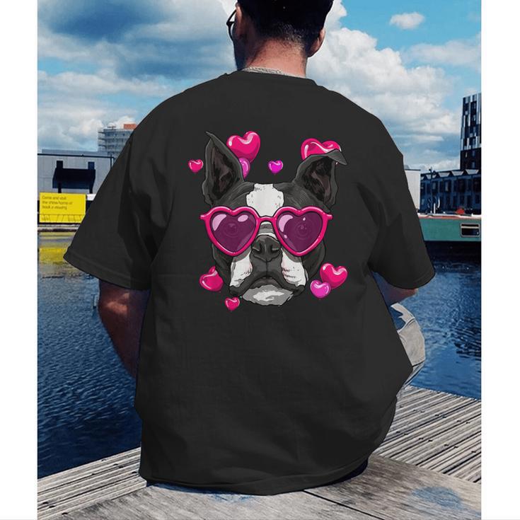 Boston Terrier Valentines Day Shirt Heart Dog Lover Men's Back Print T-Shirt, funny gift