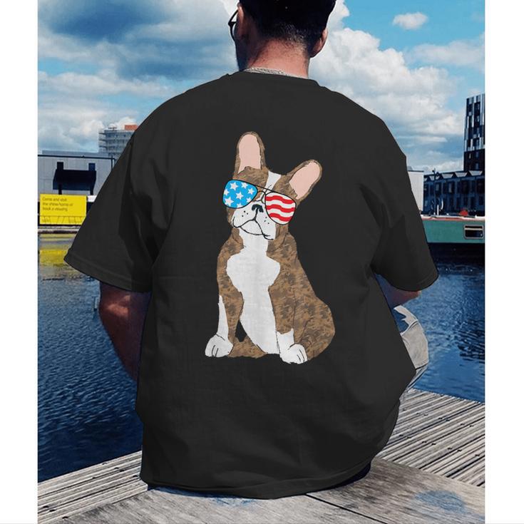 Brindle Boston Terrier Dog Patriotic Shirt USA Flag Men's Back Print T-Shirt, funny gift
