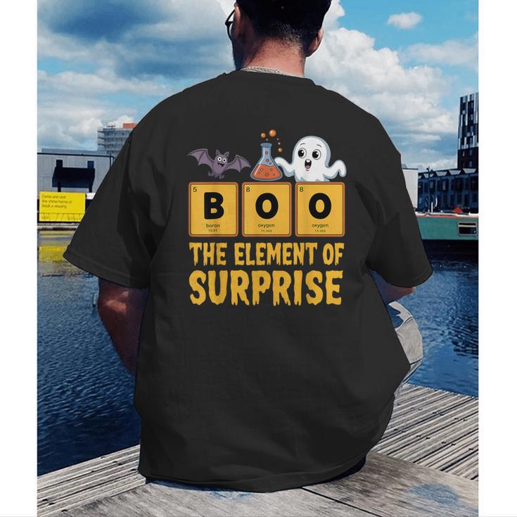 Chemistry Boo The Element Of Surprise Science Teacher Men's Back Print T-Shirt, funny gift