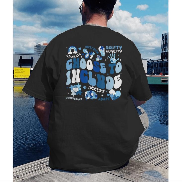Choose To Include Inclusion Matters Autism Awareness Teacher Men's Back Print T-Shirt, funny gift