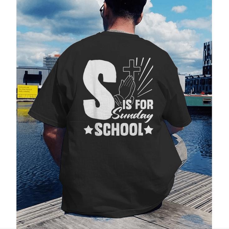 Christian Teacher S Is For Sunday School Essentials Men's Back Print T-Shirt, funny gift