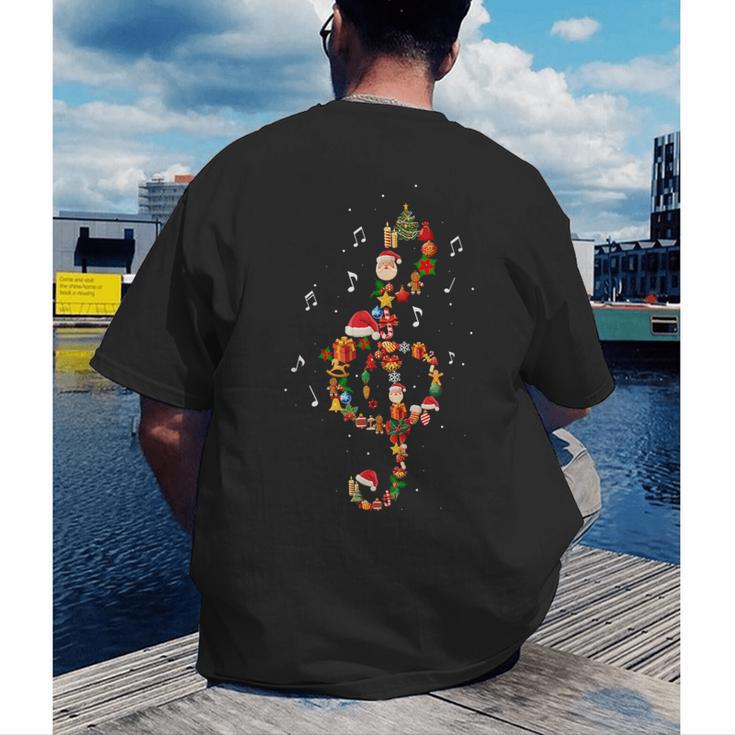 Christmas Musical Note Music Lover Teacher Sing Carols Jesus Men's Back Print T-Shirt, funny gift