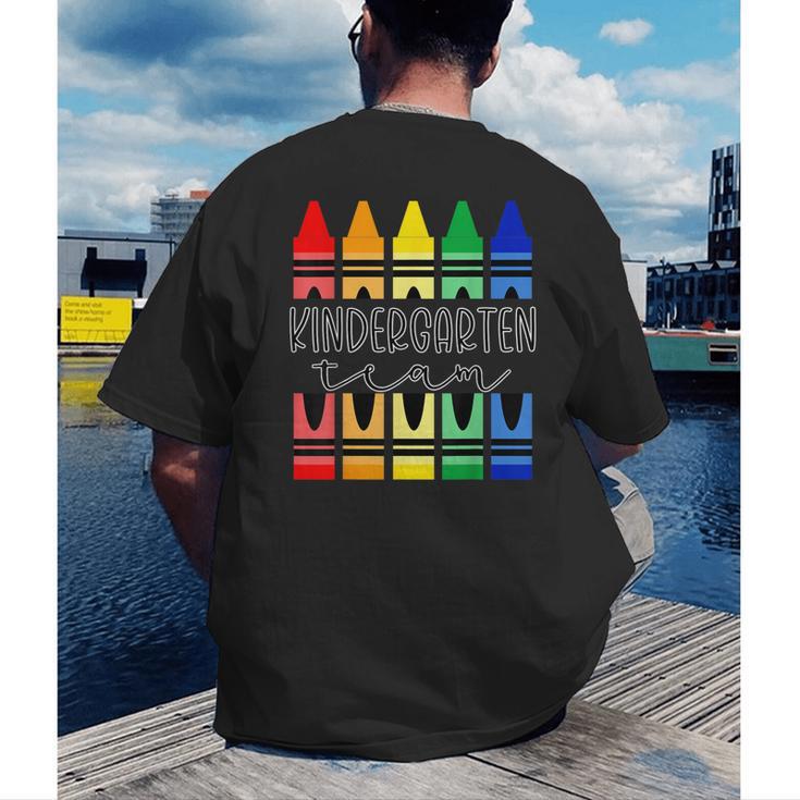 Colorful Crayon Kindergarten Team Tee For Teachers Students Men Women Kids Men's Back Print T-Shirt, funny gift Colorful Crayon Kindergarten Team Tee For Teachers Students Men Women Kids Men's Back Print T-Shirt, funny gift