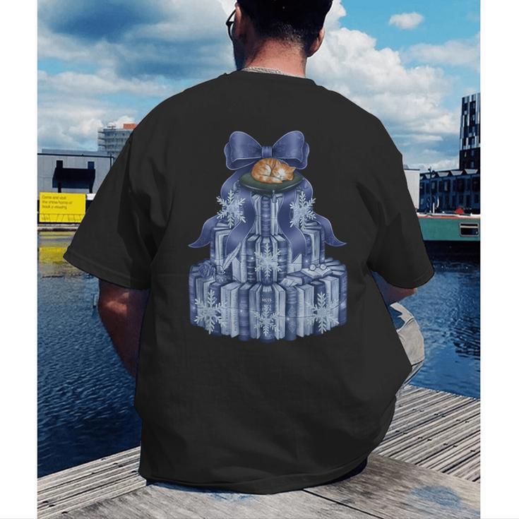 Coquette Bow Book Tree Merry Christmas Xmas Teacher Holiday Men's Back Print T-Shirt, funny gift Coquette Bow Book Tree Merry Christmas Xmas Teacher Holiday Men's Back Print T-Shirt, funny gift