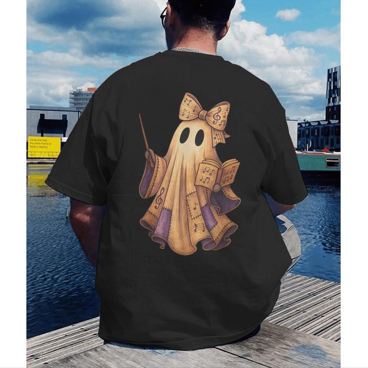 Coquette Music Note Patchwork Ghost Music Teacher Halloween Men's Back Print T-Shirt, funny gift Coquette Music Note Patchwork Ghost Music Teacher Halloween Men's Back Print T-Shirt, funny gift