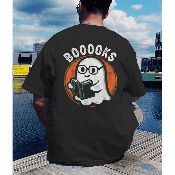 Cute Ghost Book Reading Books Lover Retro Halloween Teacher Men's Back Print T-Shirt, funny gift Cute Ghost Book Reading Books Lover Retro Halloween Teacher Men's Back Print T-Shirt, funny gift
