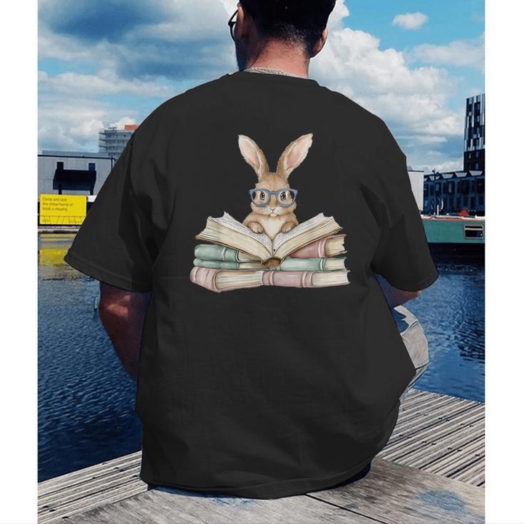 Cute Reading Bunny Glasses Books Bookworm Reader Teacher Men's Back Print T-Shirt, funny gift Cute Reading Bunny Glasses Books Bookworm Reader Teacher Men's Back Print T-Shirt, funny gift