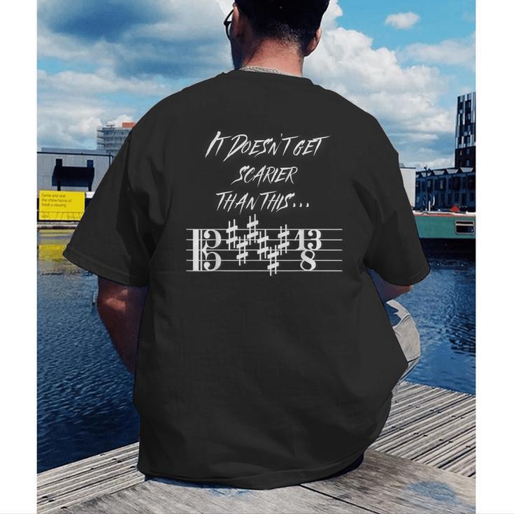 It Doesn't Get Scarier Halloween Music Teacher Costume For Men Women Men's Back Print T-Shirt, funny gift