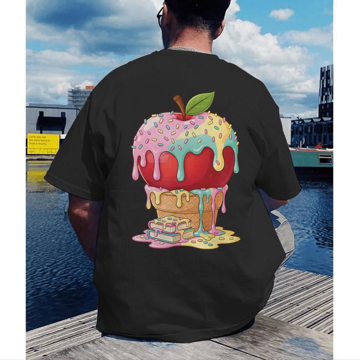 Dripping Apple Ice Cream Cone Cute Teacher Appreciation Men's Back Print T-Shirt, funny gift Dripping Apple Ice Cream Cone Cute Teacher Appreciation Men's Back Print T-Shirt, funny gift