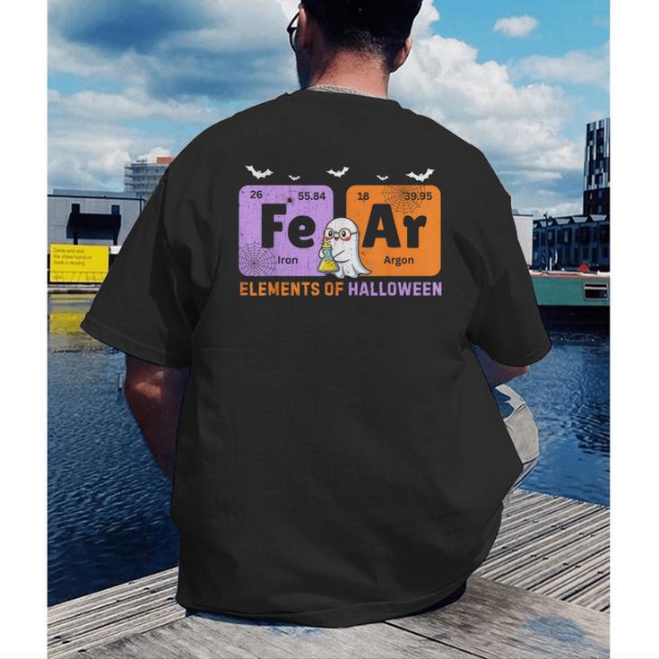 Elements Of Halloween Fear Periodically Chemistry Teacher Men's Back Print T-Shirt, funny gift