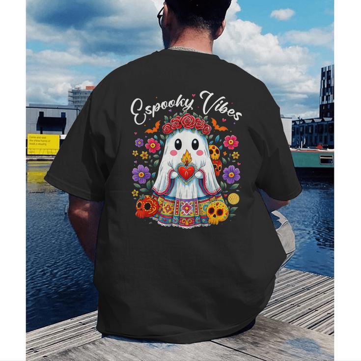 Espooky Vibes Maestra Halloween Spanish Mexican Teacher Men's Back Print T-Shirt, funny gift