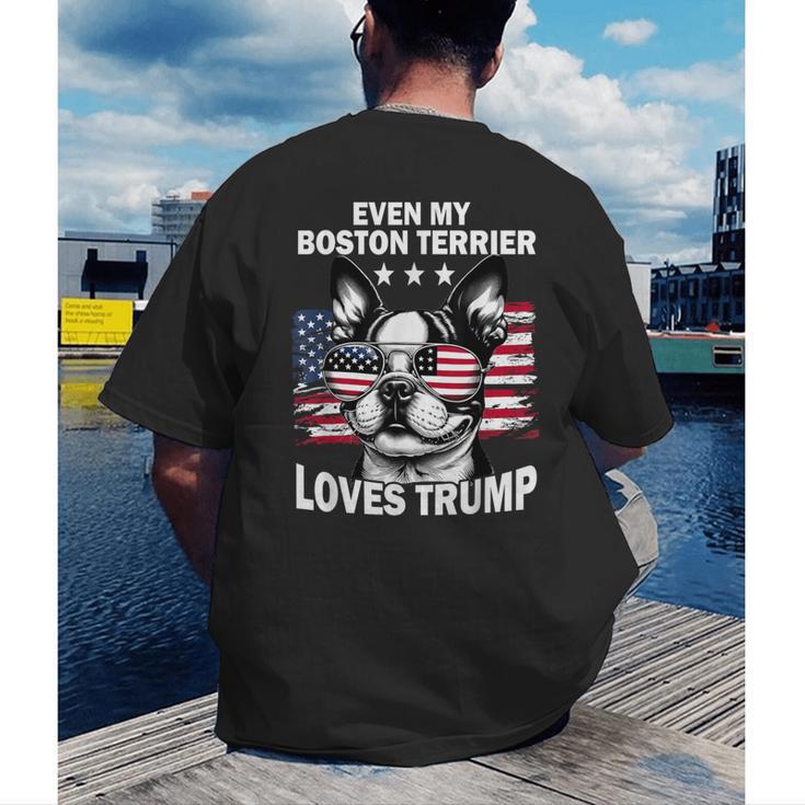 Even My Boston Terrier Loves Trump Trump Supporter Dog Lover Men's Back Print T-Shirt, funny gift