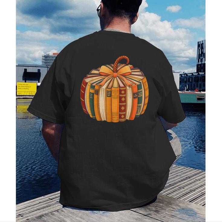 Fall Book Halloween Costume Autumn Pumpkin Teacher Kids Men's Back Print T-Shirt, funny gift