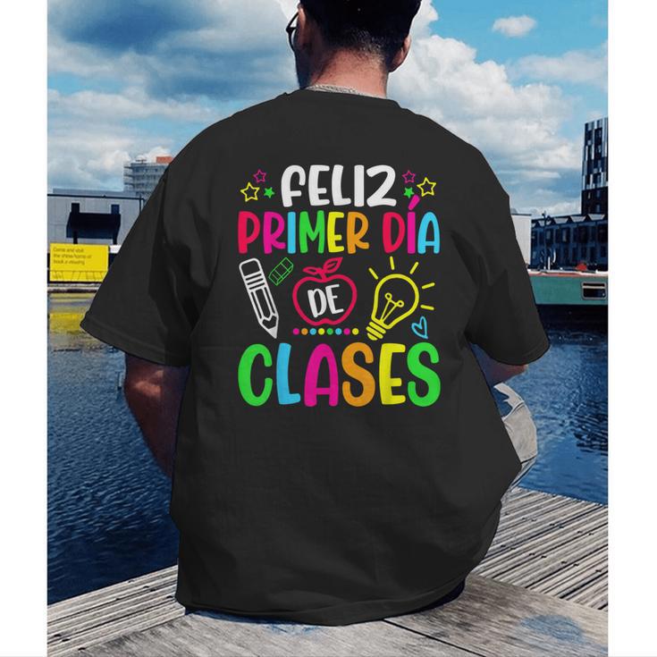 Feliz Primer Dia De Clases Kids Girl Teacher Spanish School Men's Back Print T-Shirt, funny gift Feliz Primer Dia De Clases Kids Girl Teacher Spanish School Men's Back Print T-Shirt, funny gift