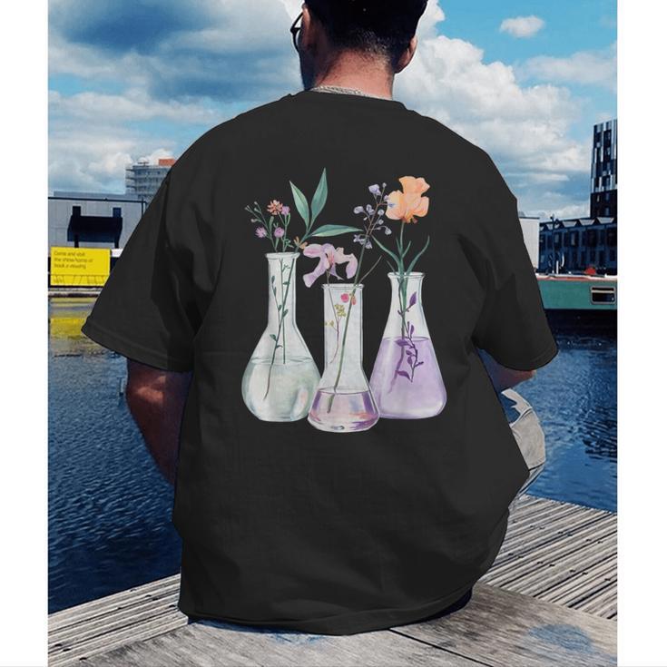 Flowers Test Tube Chemistry Student Science Teacher Women Men's Back Print T-Shirt, funny gift