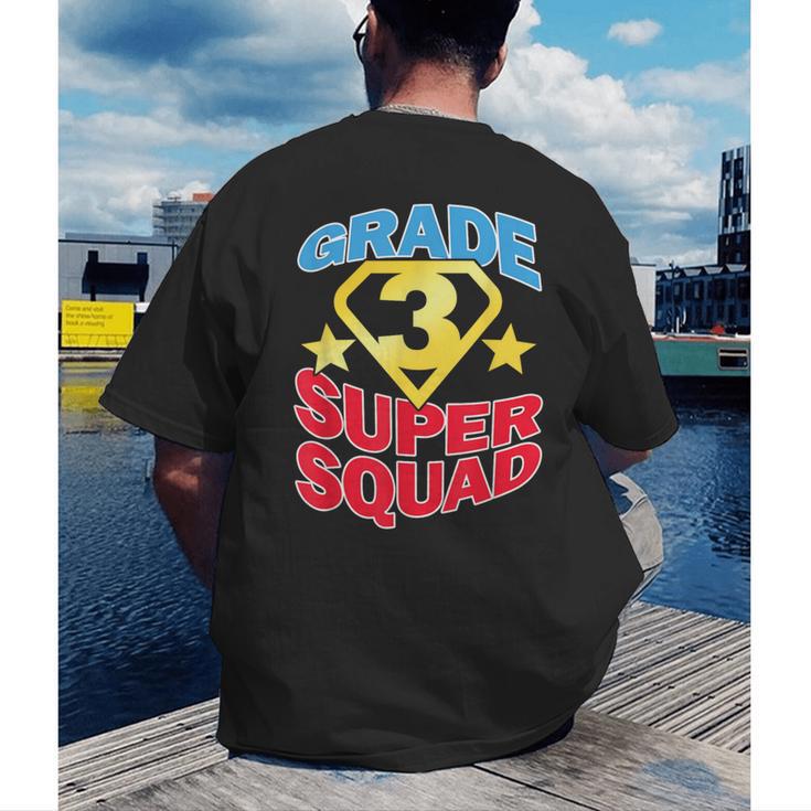 Grade 3 Super Squad Superhero Teacher Team Men Women Girls Kids Men's Back Print T-Shirt, funny gift