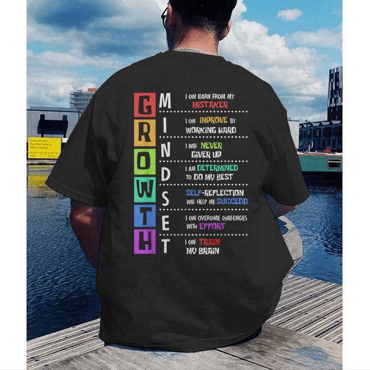 Growth Mindset Positive Motivational Classroom Teacher Learn Men's Back Print T-Shirt, funny gift