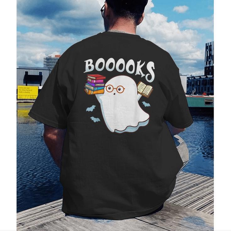 Halloween Books Librarian English Teacher Reader Reading Men's Back Print T-Shirt, funny gift