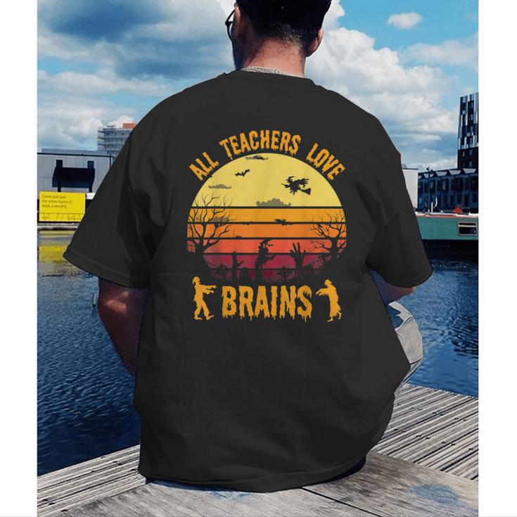Halloween Costume Teacher Love Brains Zombie Men's Back Print T-Shirt, funny gift Halloween Costume Teacher Love Brains Zombie Men's Back Print T-Shirt, funny gift