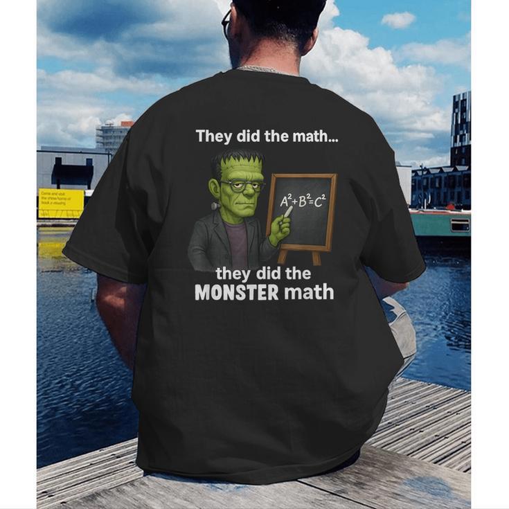 Halloween Monster Math Pun Teacher Humor Men's Back Print T-Shirt, funny gift Halloween Monster Math Pun Teacher Humor Men's Back Print T-Shirt, funny gift