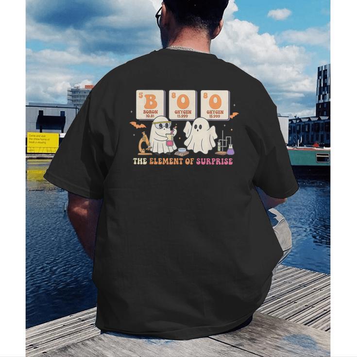 Halloween Science Teacher Boo Ghost The Element Of Surprise Men's Back Print T-Shirt, funny gift Halloween Science Teacher Boo Ghost The Element Of Surprise Men's Back Print T-Shirt, funny gift