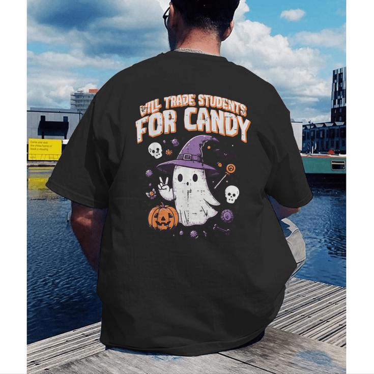 Halloween Teacher Trade Students For Candy Costume Women Men's Back Print T-Shirt, funny gift