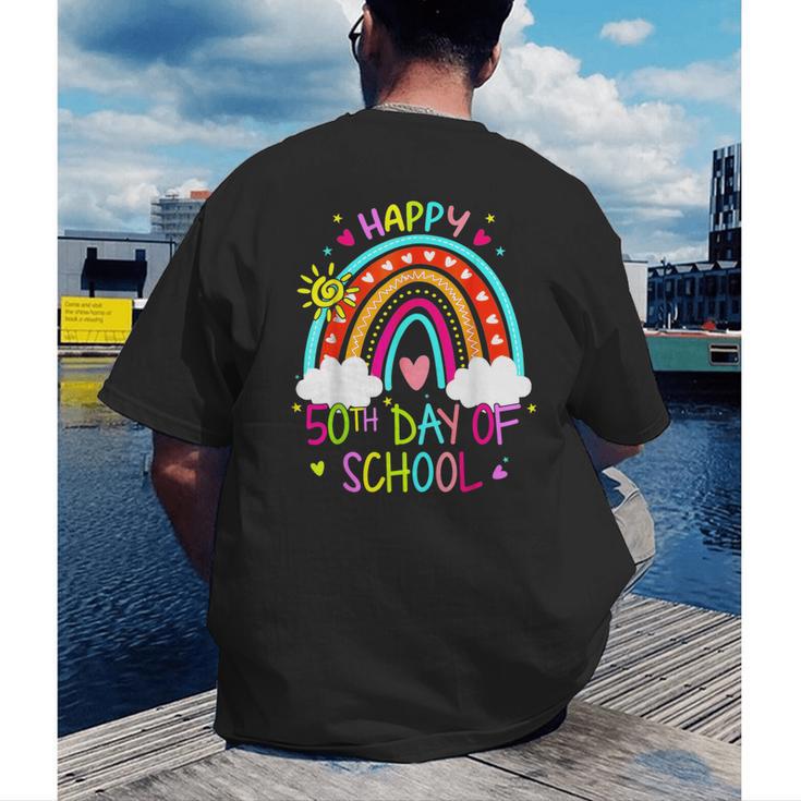 Happy 50th Days Of School Rainbow Teacher 50 Days Smarter Men's Back Print T-Shirt, funny gift Happy 50th Days Of School Rainbow Teacher 50 Days Smarter Men's Back Print T-Shirt, funny gift