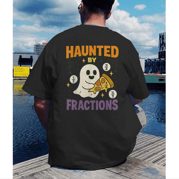 Haunted By Fractions Math Halloween Teacher Men's Back Print T-Shirt, funny gift