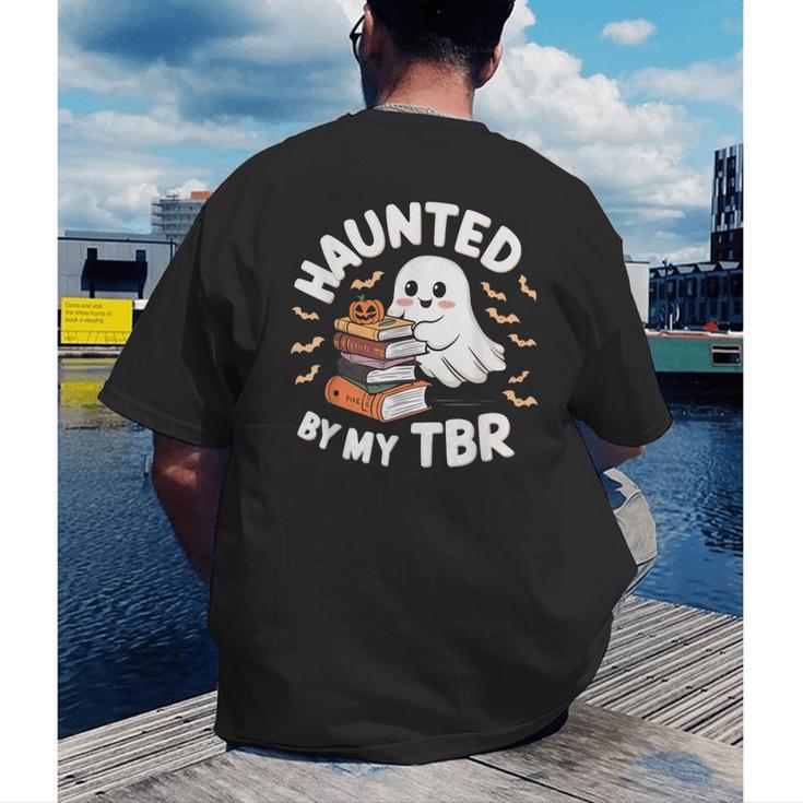 Haunted By My TBR Cute Ghost Book Reading Teacher Halloween Men's Back Print T-Shirt, funny gift Haunted By My TBR Cute Ghost Book Reading Teacher Halloween Men's Back Print T-Shirt, funny gift