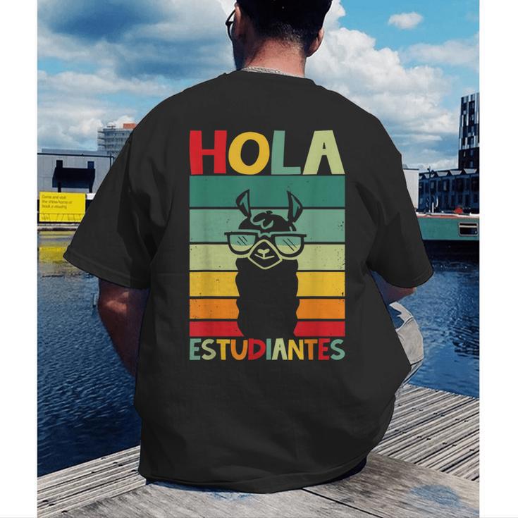 Hola Estudiantes Spanish Teacher Back To School 2025 Men's Back Print T-Shirt, funny gift Hola Estudiantes Spanish Teacher Back To School 2025 Men's Back Print T-Shirt, funny gift