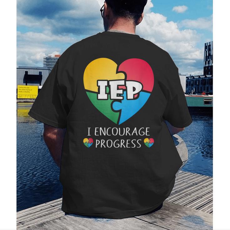 IEP I Encourage Progress Special Education School Teacher Men's Back Print T-Shirt, funny gift