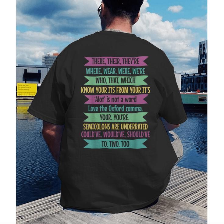 Their There And They'Re English Teacher Men Women Men's Back Print T-Shirt, funny gift Their There And They'Re English Teacher Men Women Men's Back Print T-Shirt, funny gift